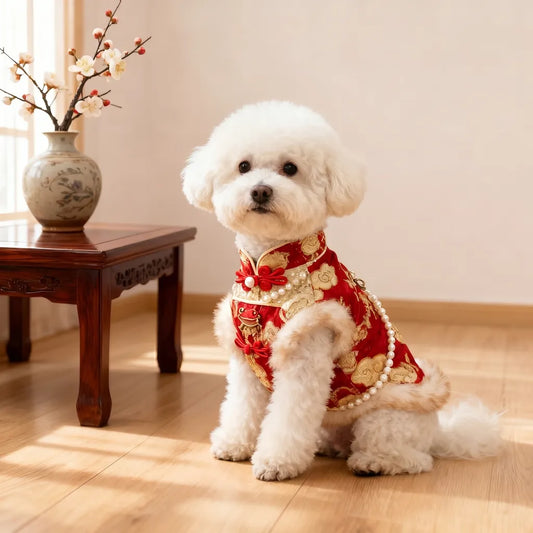 ORIENTAIL | Prosperity Red Auspicious Cloud Brocade Vest