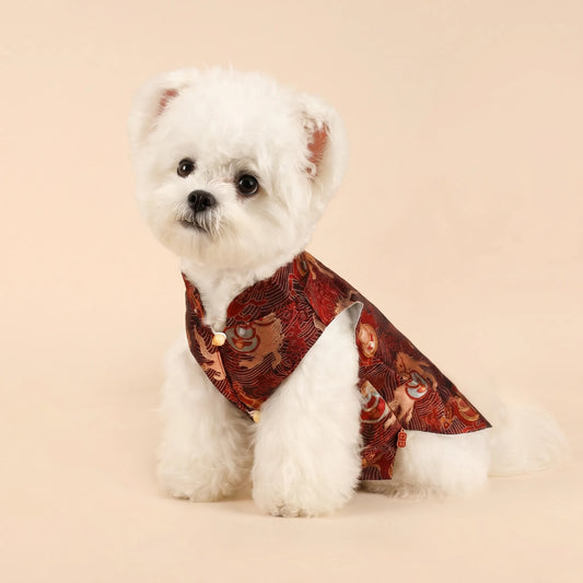Majestic Steed Imperial Crimson “Longxiang” Brocade Tang Suit