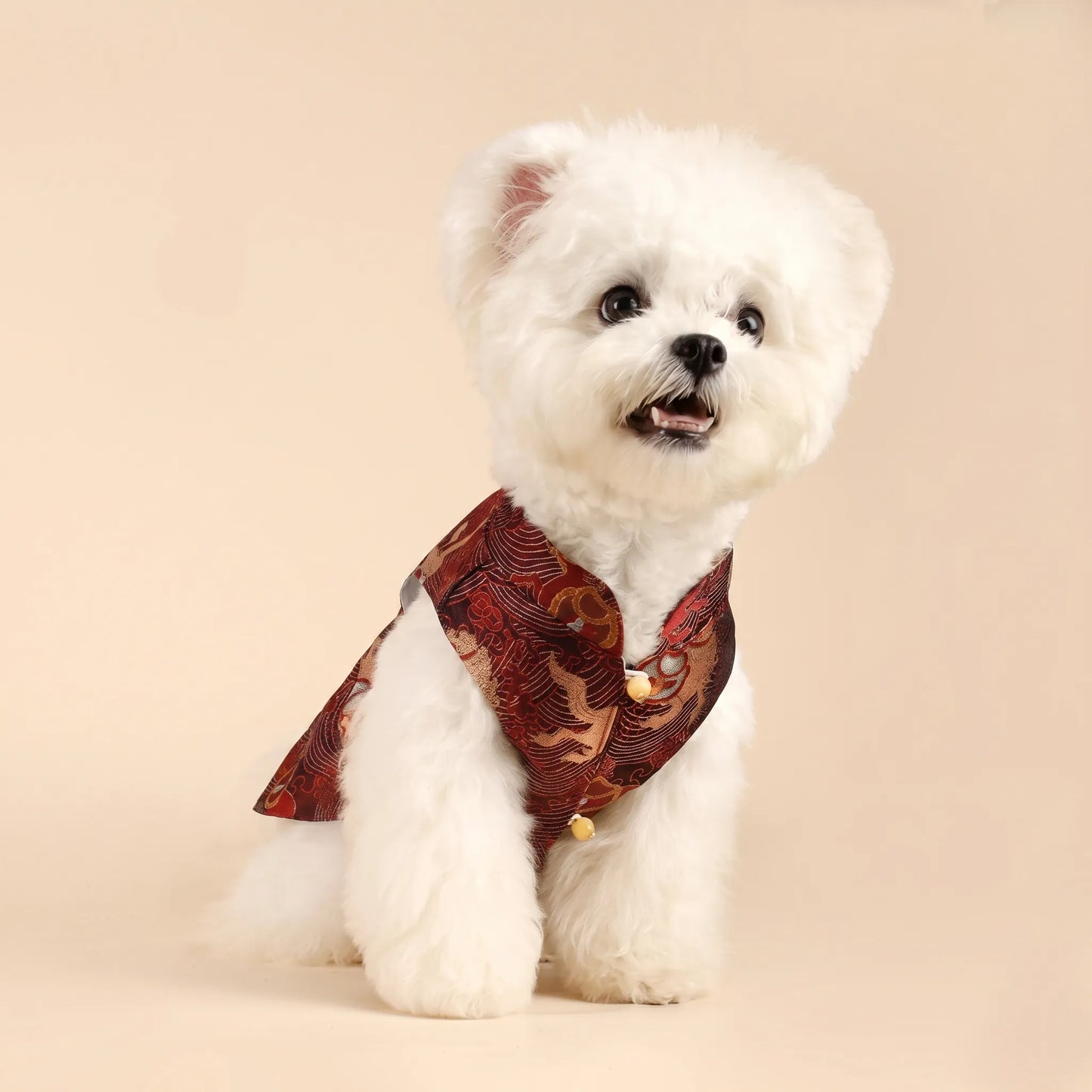 Majestic Steed Imperial Crimson “Longxiang” Brocade Tang Suit