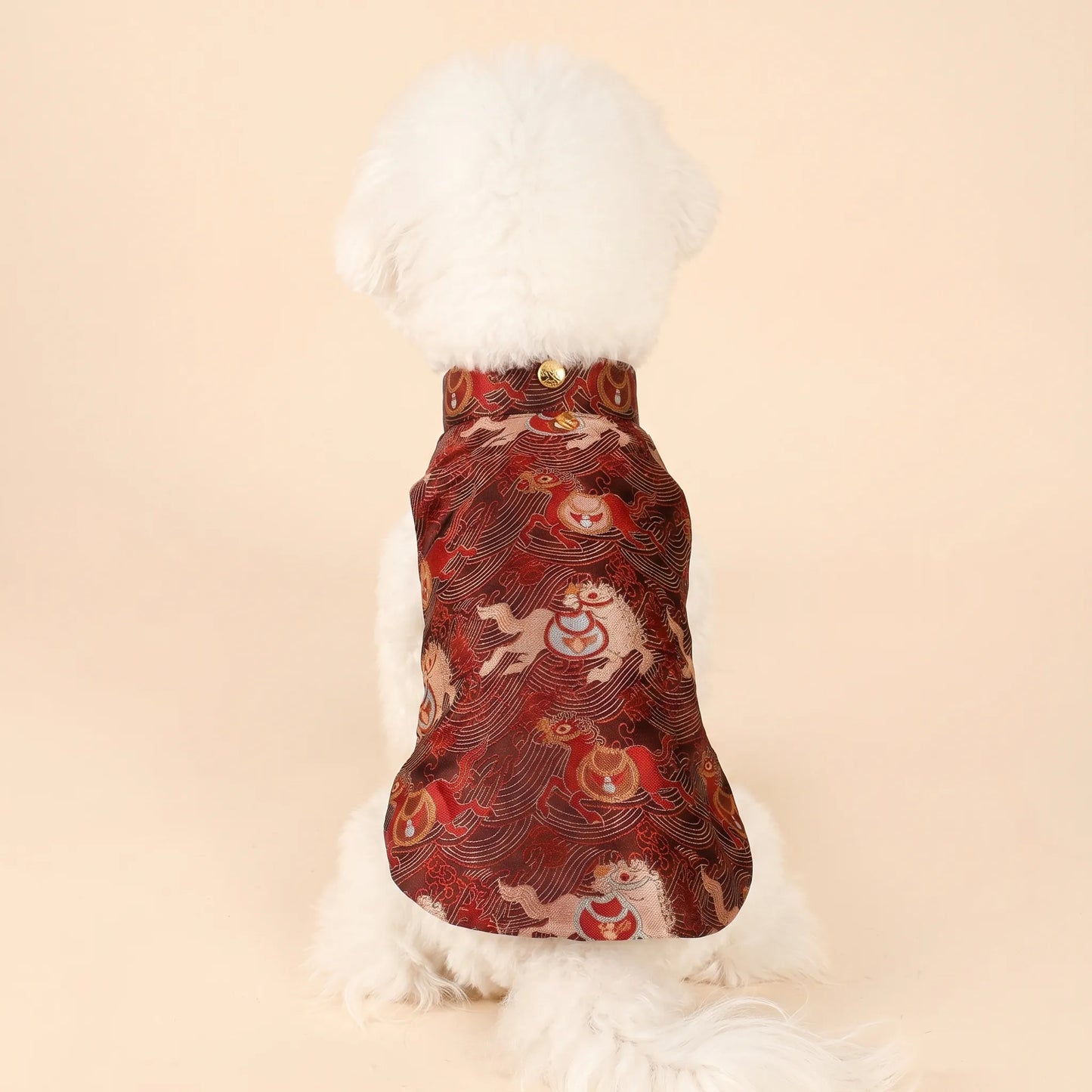 Majestic Steed Imperial Crimson “Longxiang” Brocade Tang Suit
