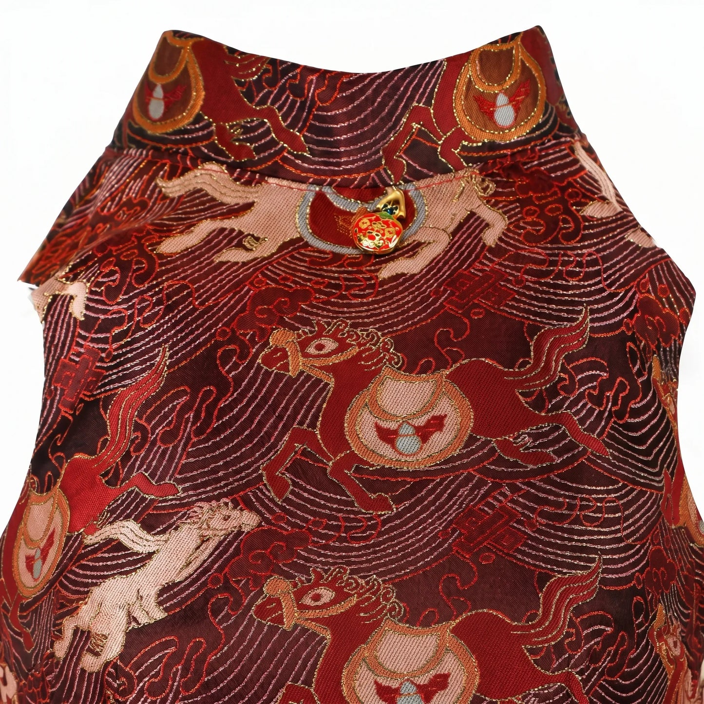 Majestic Steed Imperial Crimson “Longxiang” Brocade Tang Suit